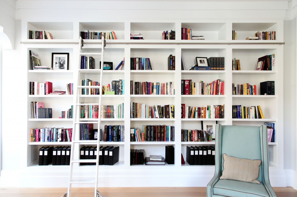 White on White Library - Benjamin Blackwelder Cabinetry